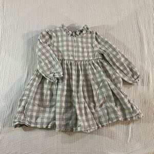 JoJo Maman Bebe Plaid Kids Dress in Gray and White